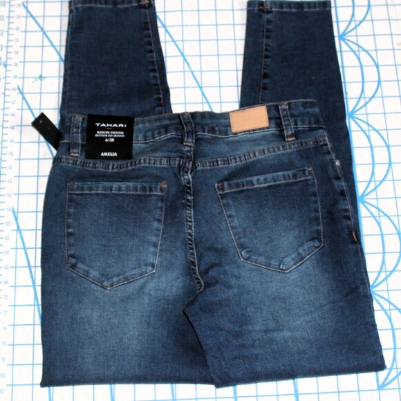 NWT TAHARI Amelia Rayon Denim Button Fly Skinny Jeans 6/28 Mid Rise Ankle - Picture 4 of 8